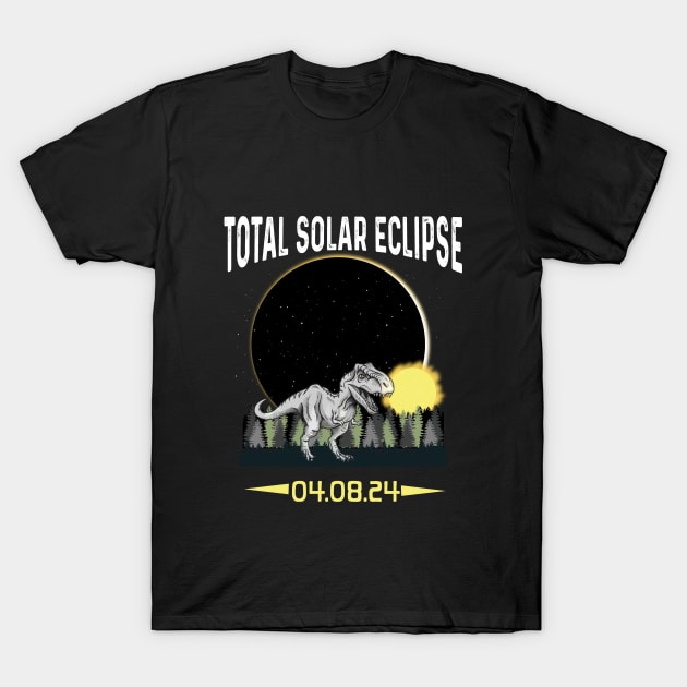 T-rex Solar Eclipse 2024 T-Shirt by Peter smith